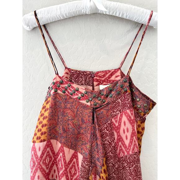 HOSS INTROPIA | Pink Patchwork Floral Spaghetti Strap Ruffle Midi Dress | 38 - Picture 2 of 7